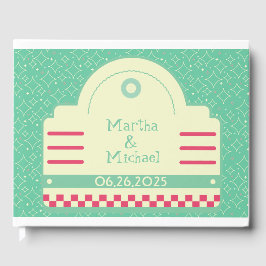 Klassiskt 50-tal Middag Graphic Bröllop Guest Bok