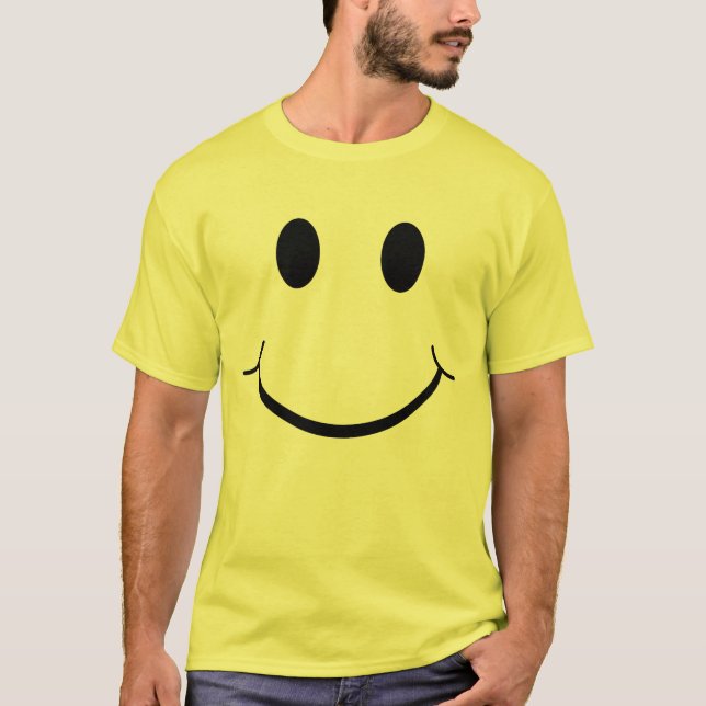 Klassiskt 70-tals Gult Glad Ansikte T Shirt (Framsida)