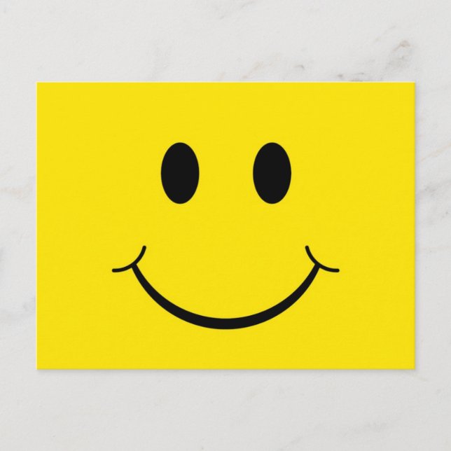 Klassiskt 70-tals Gult Glad Smiley Vykort (Framsida)