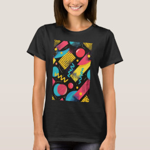 Klassiskt 80-tal Stil Synthwave Mönster Art T Shirt