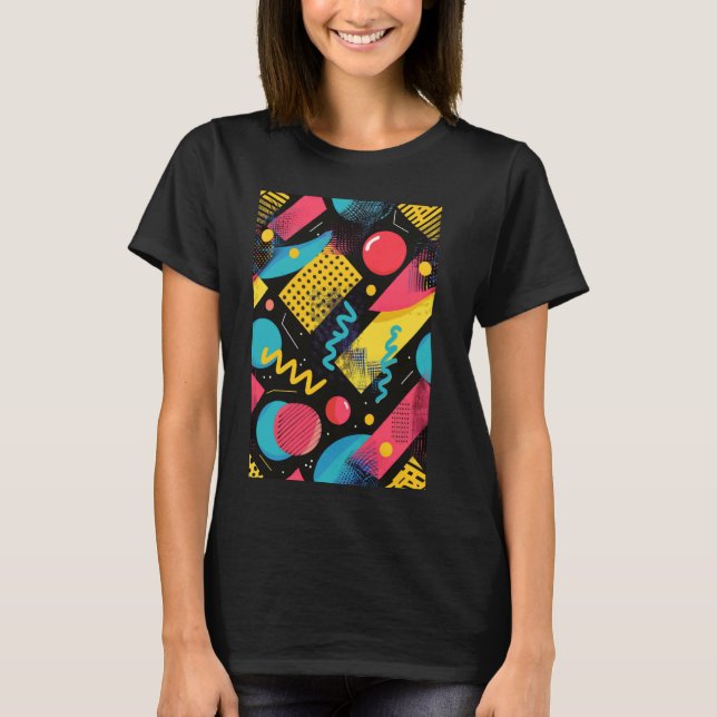 Klassiskt 80-tal Stil Synthwave Mönster Art T Shirt (Framsida)