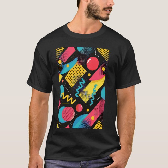 Klassiskt 80-tal Stil Synthwave Mönster Art T Shirt (Framsida)