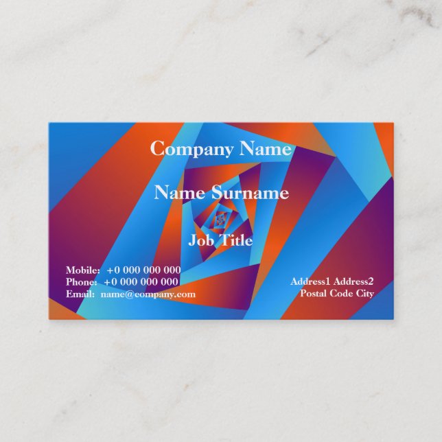 Klassiskt Affärskort för orange och blå Spiral Visitkort (Framsida)