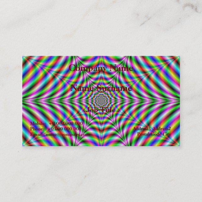 Klassiskt Affärskort Tolv spetsar Psychedelic Visitkort (Framsida)