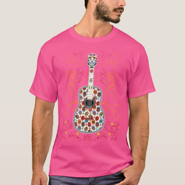 Klassiskt akustiskt gitarr Gi, dekorerat i skal T Shirt (Framsida)