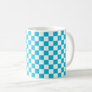 Klassiskt akvablått schackbräde kaffemugg