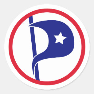 Klassiskt amerikanska Pirat Party-märke Runt Klistermärke
