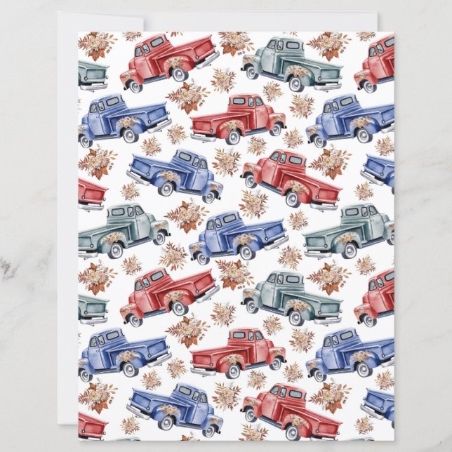 Klassiskt amerikanskt Pickup Truck Scrapbookpapper (Framsida)