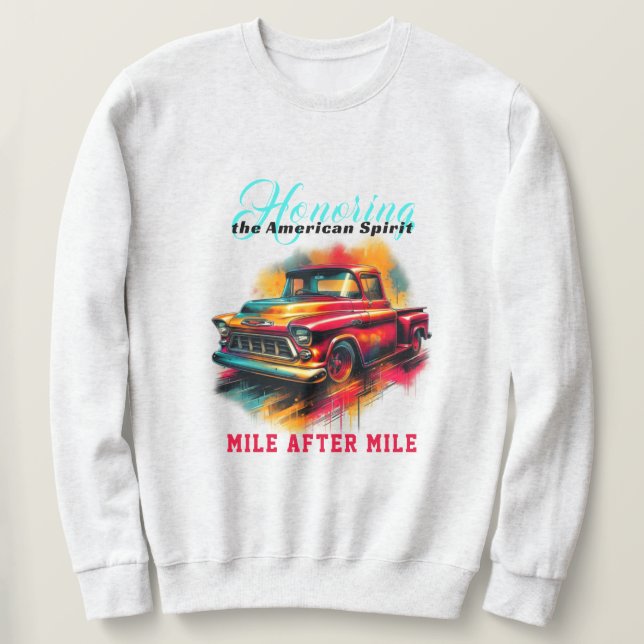 Klassiskt amerikanskt Pickupt Lastbil Lång Ärmad Tröja (Design framsida)