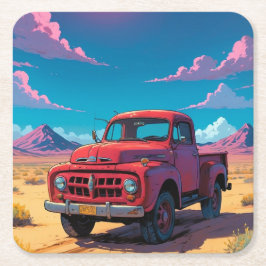 Klassiskt amerikanskt Pickupt Lastbil Underlägg Papper Kvadrat