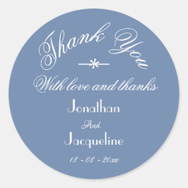 Klassiskt anpassade Dusty Blue-Tack Bröllop Runt Klistermärke