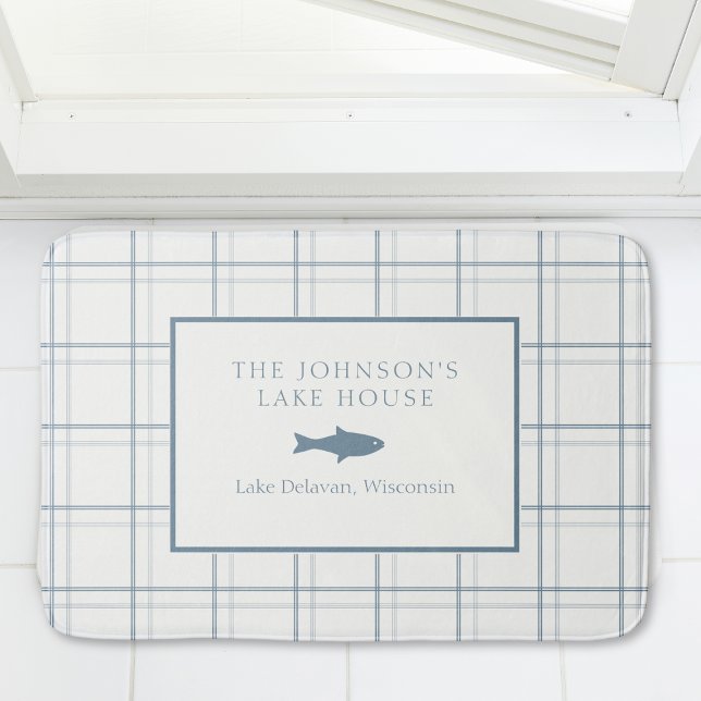 Klassiskt Anpassade Play Sjö House Blue Fish Badrumsmatta (Skapare uppladdad)