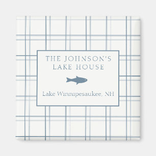 Klassiskt Anpassade Play Sjö House Blue Fish Magnet