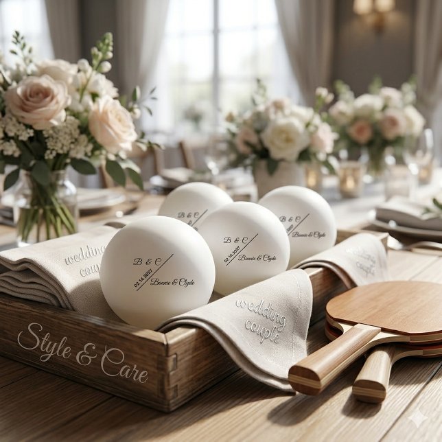 Klassiskt Anpassat Par Monogram Namn Datum Pingisboll (Classic Custom Couple Monogram Names Date Ping Pong Ball)