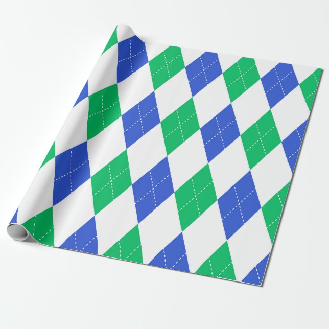 Klassiskt Argyle-mönster - Golftema  Presentpapper (Utrullad)