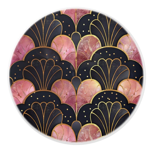 Klassiskt Art Deco-fläktmönster Knopp (Framsidan)