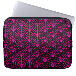 Klassiskt Art Deco-mönster i rosa och svart Laptop Fodral