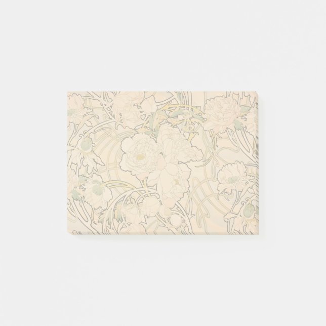 Klassiskt Art Nouveau Päonträdgårdsmönster av Much Post-it Block (Framsida)