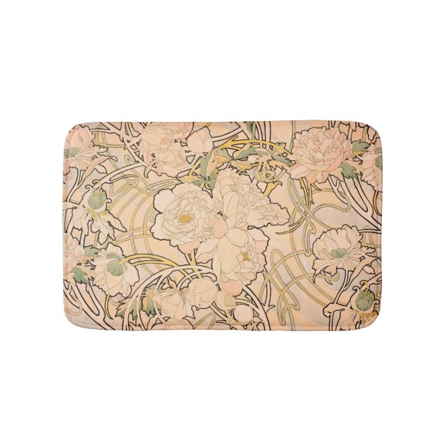 Klassiskt Art Nouveau-pionträdgårdsmönster av Much Badrumsmatta (Framsidan)