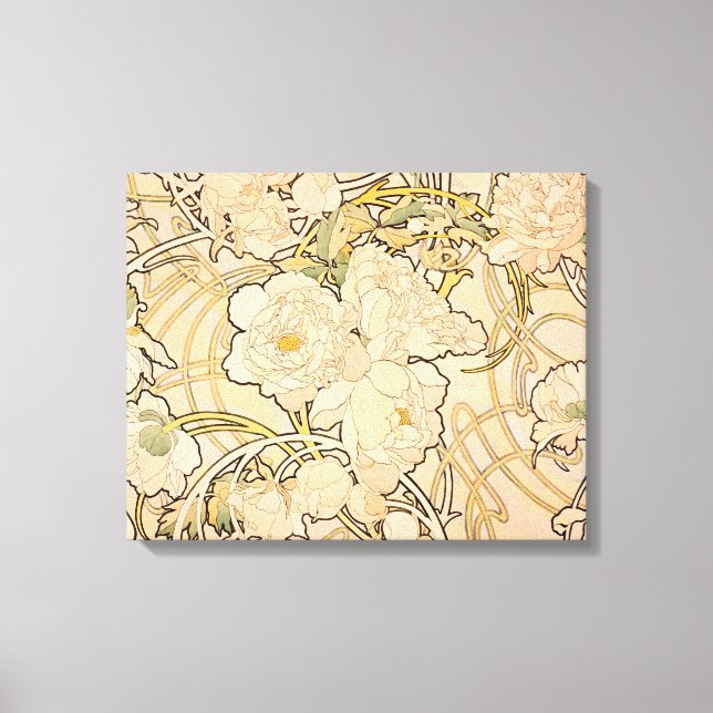 Klassiskt Art Nouveau-pionträdgårdsmönster av Much Canvastryck (Framsida)
