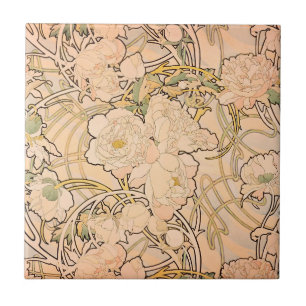 Klassiskt Art Nouveau-pionträdgårdsmönster av Much Kakelplatta
