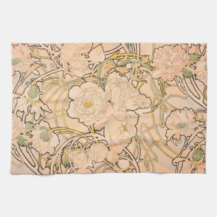 Klassiskt Art Nouveau-pionträdgårdsmönster av Much Kökshandduk