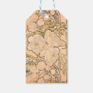 Klassiskt Art Nouveau-pionträdgårdsmönster av Much Presentetikett
