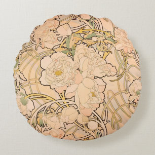 Klassiskt Art Nouveau-pionträdgårdsmönster av Much Rund Kudde