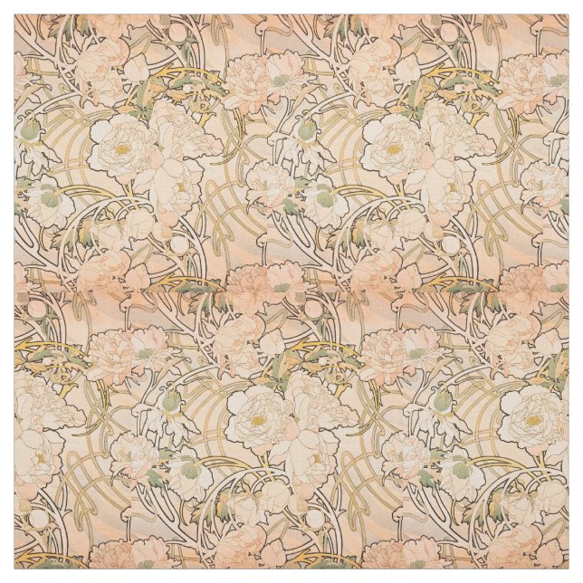 Klassiskt Art Nouveau-pionträdgårdsmönster av Much Tyg (Provkarta)