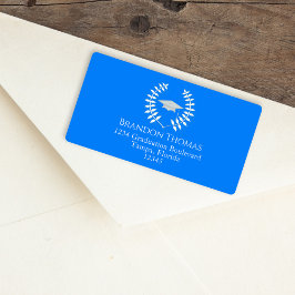 Klassiskt Azure Blue från Studenten Modern Mortarb Adressetikett