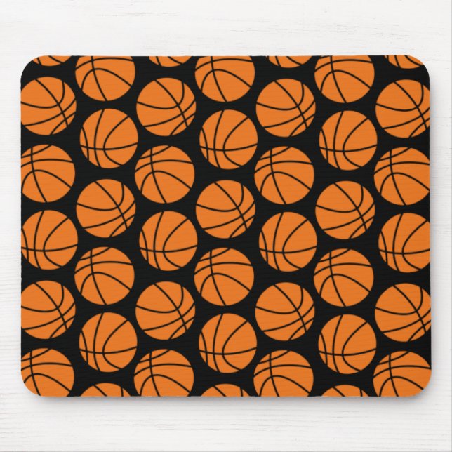 Klassiskt basketmönster på svart musmatta (Framsidan)