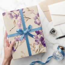 Klassiskt Beige Lavendel Blomster Vattenfärg Mönst