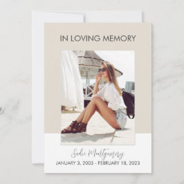 Klassiskt beige och vitt begravningsprogram inbjudningar