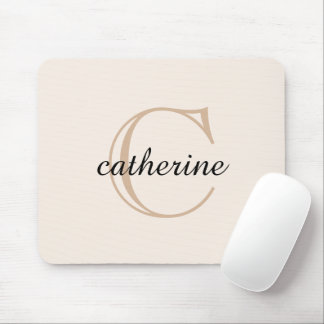 Klassiskt Beige-skriptmonogram Musmatta