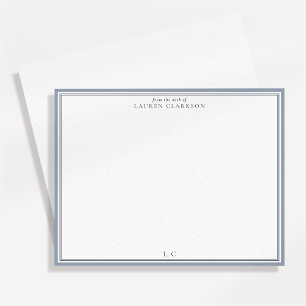 Klassiskt blå rand monogram brevpapper antecknings inbjudningar