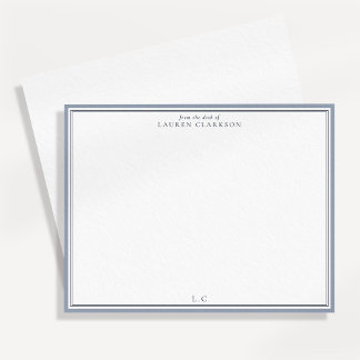 Klassiskt blå rand monogram brevpapper antecknings inbjudningar
