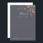 Klassiskt blått Blommigt-Vild-tilläggskort Bröllop Rådkort<br><div class="desc">Detta klassiska blått vild blommigt bröllop-rådgivningskort är perfekt för ett orusbart bröllop. Utformningen har en gult, lila, vita blommor med vild i ro och grönt med vattenfärg. De här korten är perfekter för bröllop, möhippa, babydusch, studentfest och mycket mer. Anpassa korten med namn från bruden och brudgummen, blivande föräldrar eller...</div>