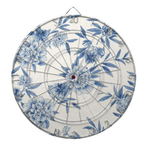 Klassiskt Blått Blommönster Toile Akvarell Mönster Darttavla