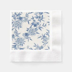 Klassiskt Blått Blommönster Toile Akvarell Mönster Pappersservett