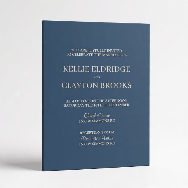 Klassiskt Blått Bröllopsinbjudan för Evig Kärlek Inbjudningar (Skapare uppladdad)