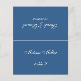 Klassiskt Blått Bröllopsplatskort med Tryckt Gästn