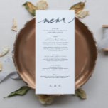 Klassiskt blått Elegant, marinvit monogram Meny<br><div class="desc">slimmad meny som matchar samlingen *om du vill ha fler pappra alternativ kan den här designen överföras till ett slimmat program *eller kontakta mig om du vill ha mer hjälp</div>