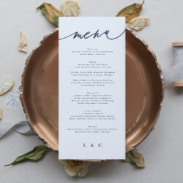 Klassiskt blått Elegant, marinvit monogram Meny