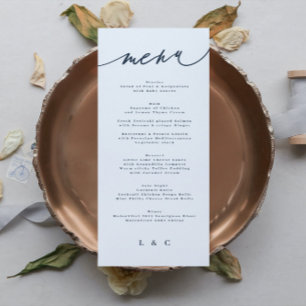 Klassiskt blått Elegant, marinvit monogram Meny