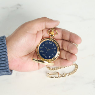 Klassiskt blått fickur armbandsur