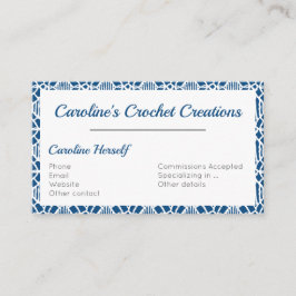 Klassiskt blått med vit krona Snöre Mönster Visitkort