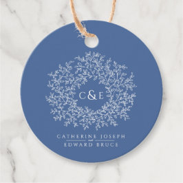 Klassiskt blått monogram, vitt konst personligt br gåvor etiketter