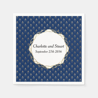 Klassiskt blått och Guld Bröllop Pappersservett