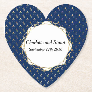 Klassiskt blått och Guld Bröllop Underlägg Papper