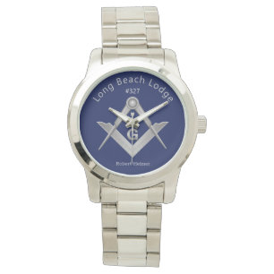 Klassiskt blått och Silver Masonic Monogrammed Armbandsur